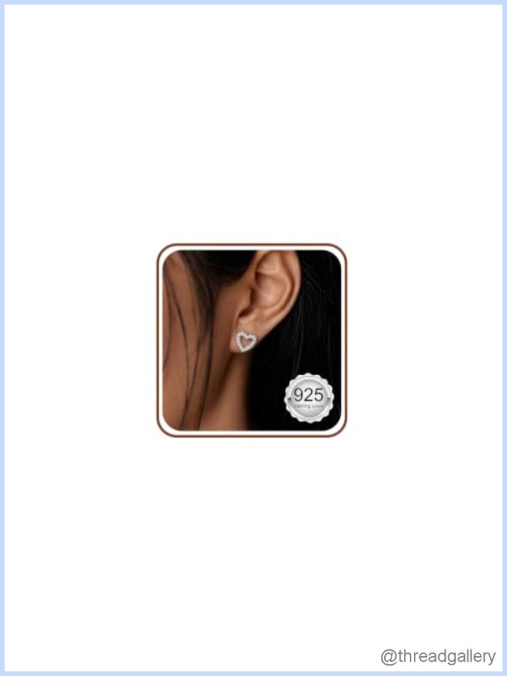 925 Sterling Silver Heart Stud Earrings with Cubic Zirconia